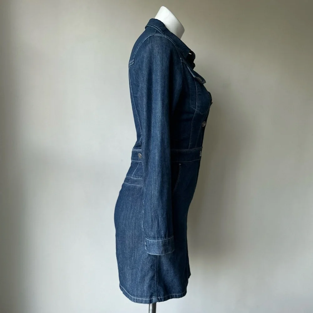 SJYP Steve J Yoni P Long-Sleeve Denim Mini Shirt Dress, XS - Picture 5 of 8